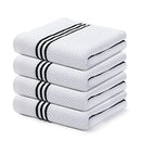 Axyaa Cotton Kitchen Towel Set - Absorbent Waffle Weave Stripe Dishcloths