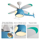 Axyaa Kids Aircraft LED Ceiling Fan Light Fixture Remote Dimming