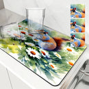 Axyaa Non-Slip Absorbent Drainer Mat for Dishes and Cups