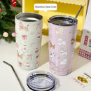 Axyaa Puppy Stainless Steel Thermos Tumbler with Straw - 500ML Thermal Drinkware Bottle