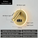 Axyaa LED Wall Sconce Lamp with Dual USB Ports & Adjustable Reading Lights