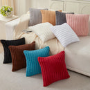 Axyaa Striped Faux Rabbit Fur Pillowcase Cojines - Modern Nordic Solid Color