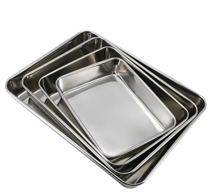 Axya Stainless Steel Deep Tray Set for Baking, Grilling, and Serving