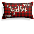 Axyaa Red Black Plaid Valentine’s Day Linen Pillow Cover 30x50 40x60