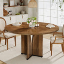 Axyaa 39" Round Conference Table for 4, Sturdy Wooden Meeting Table, Rustic Office Furniture