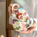 Axya Hand Painted Ceramic Mug with Big Handle for Tea, Coffee, and Juice