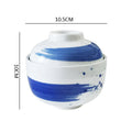 Axyaa Ceramic Soup & Dessert Bowl with Lid - Creative Pattern, Thick & Durable