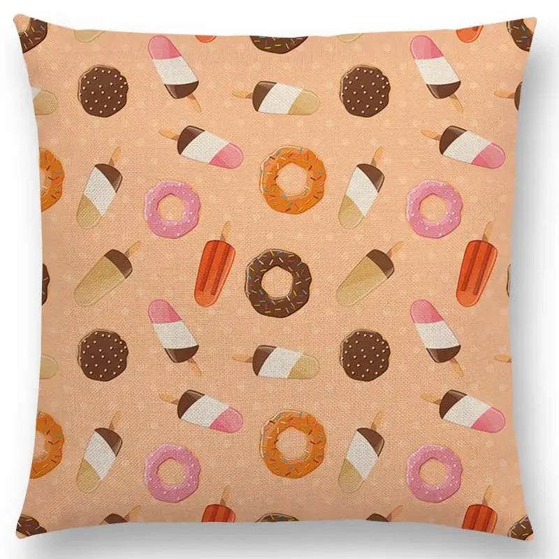 Axyaa Chocolate Candy Donuts Ice Cream Cushion Cover Party Throw Pillow Case