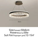 Axyaa LED Crystal Pendant with Black & White Ring Design for Modern Minimalist Home Lighting