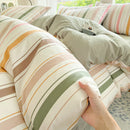 Axyaa Stripe Bedding Set: Single Full Queen King Size Duvet Cover with Pillowcases