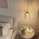 Axyaa Vintage Stripe Glass Pendant Lamps LED E27 Sconces Smoke Gray Amber Glass