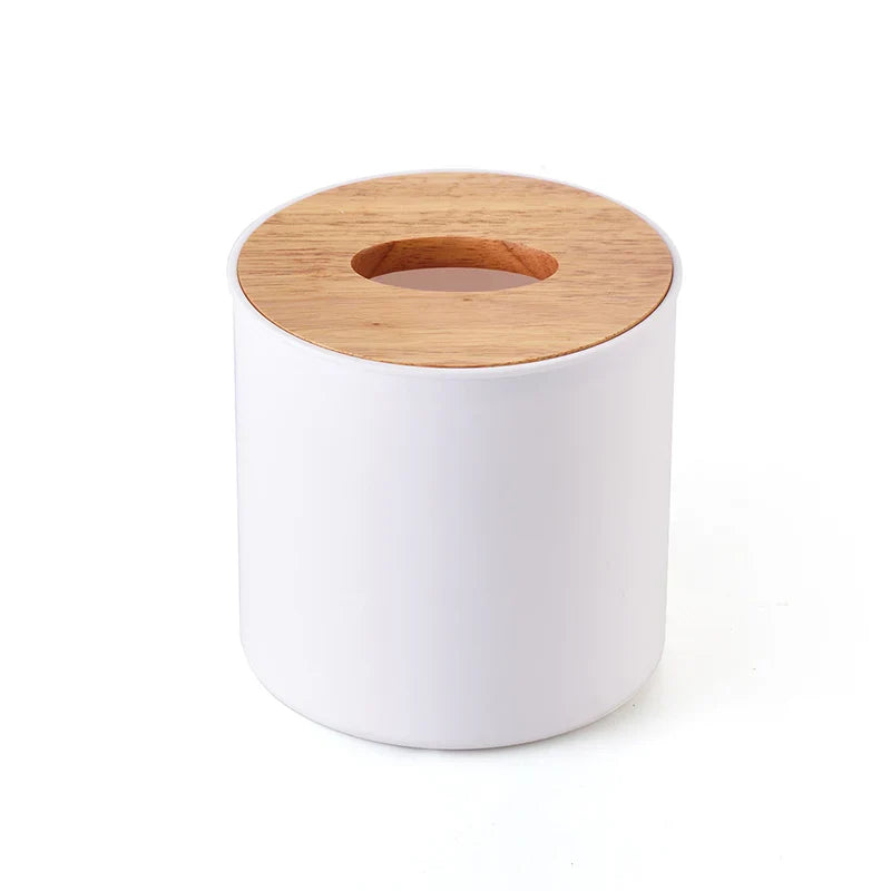 Luxury Drum Tissue Box Wooden Cover Round Storage Holder Axya Brand Home Decor