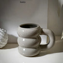 Axyaa 14oz Ceramic Coffee Mug Wavy Style Large Capacity Nordic Creative Cute Cup