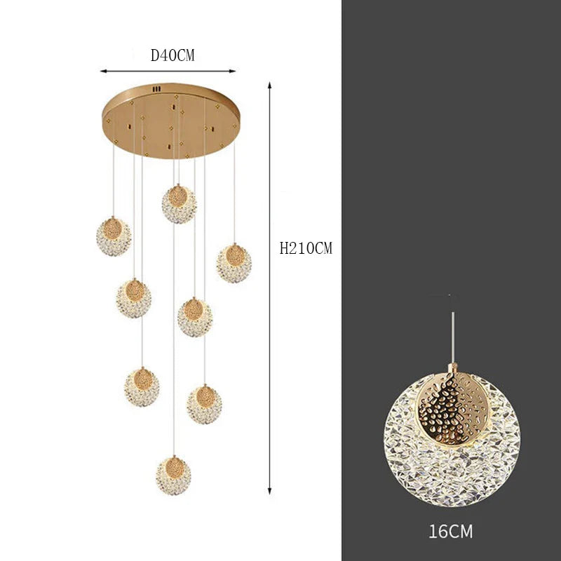 Axyaa Nordic Stair Chandelier Ceiling Light for Living and Dining Room