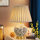 Axyaa Retro Flower Ceramic Table Lamp for Home Decor