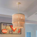 Axyaa Countryside Tassel LED Pendant Chandelier - Home Decor Light for Living Room