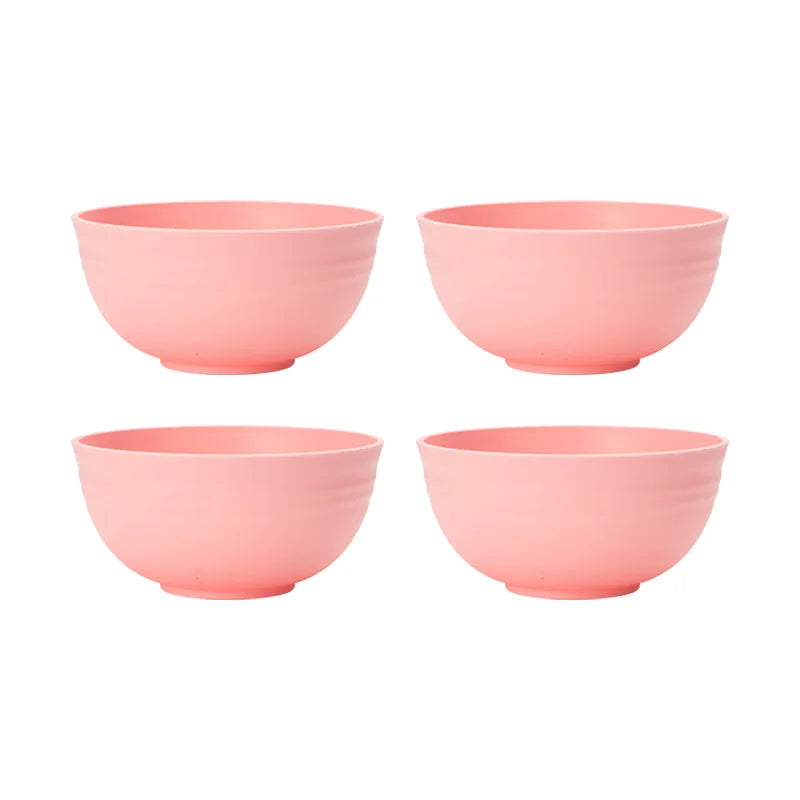 Axyaa Pink Plastic Cereal Bowls - Set of 4/6/8, Reusable for Home & Outdoor Dining