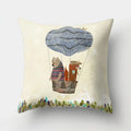 Fox and Bird Polyester Pillowcase by Axyaa: Cartoon Landscape Cushion Cover for Sofa