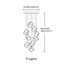 Axyaa Gold Glass Square LED Pendant Lightoom Lighting