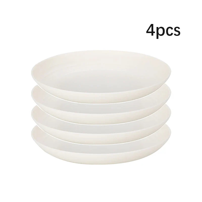 Axyaa White Plastic Tableware Set: Plate, Bowl, Cup, Fruit Plate, Dessert Plate, Salad Bowl, Drink Cup