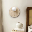 Axyaa Yellow Travertine Glass Ball LED Wall Sconce - Japan Style Luxury Bedroom Light
