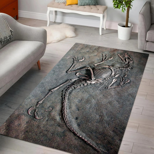 Axyaa Dinosaur Fossil 3D Floor Mat: Premium Design for Living Room & Children's Bedroom