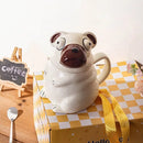 Cute Dog Mug by Axyaa: Large Ceramic Tea Cup with Lid, Funny Cartoon Design