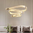 Axyaa Modern K9 Crystal Chandelier LED Lighting Steel Pendant Dimmable Lights for Foyer