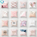 Pink Glitter Letter Flower Geometric Cushion Cover by Axyaa