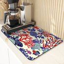 Axyaa Marine Coral Diatoms Absorbent Non-slip Kitchen Drain Mat
