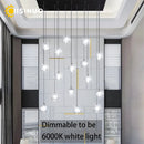 Axyaa Crystal Chandelier Staircase Light: Gold/Black/Silver, Adjustable Hanging Cable, Home Lobby Decor