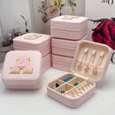 Axyaa Sequin Letter Jewelry Box with Mirror - Cute Portable Organizer Gift