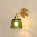 Axyaa Brass Finish Glass Wall Sconce Light with Pull Chain Switch