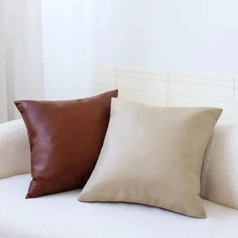 Axyaa Nordic PU Leather Cushion Cover - 18x18inch Decorative Pillowcase