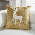 Axyaa Embroidered Gold Reindeer Snowflake Velvet Pillowcases 45x45cm Set of 2