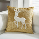Axyaa Embroidered Gold Reindeer Snowflake Velvet Pillowcases 45x45cm Set of 2