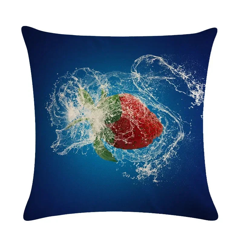 Axyaa Strawberry Kiwi Pattern Linen Pillowcase - 45x45CM