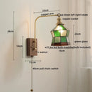 Axyaa Glass Walnut LED Wall Lamp Pull Chain Switch Modern Mirror Light