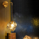 Axyaa Brass Vintage Glass LED Wall Sconce Bedroom Living Room Light