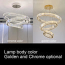 Axyaa Golden Chrome LED Crystal Round Ring Chandelier - Modern Ceiling Lamp for Home Decor