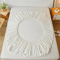Axyaa Solid Color Cotton Fitted Bed Sheet for Single Double King Queen Bed