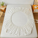 Axyaa Solid Color Cotton Fitted Bed Sheet for Single Double King Queen Bed