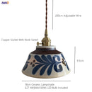 Axyaa Japanese Style Ceramic Copper Pendant Light for Dining Living Room
