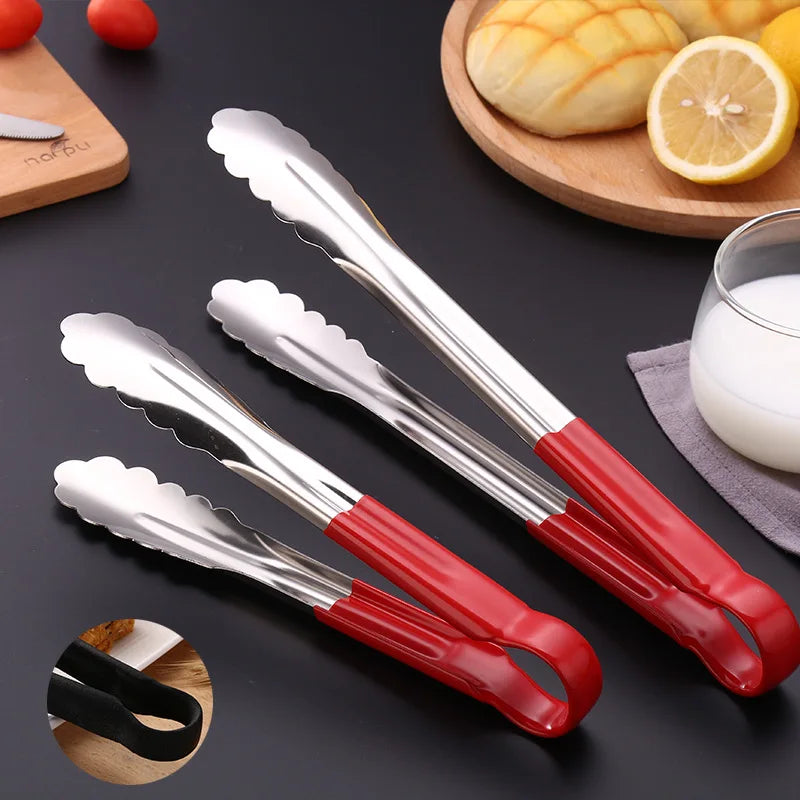 Axyaa Stainless Steel Food Tongs with Anti-Scald Handle