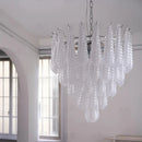 Axyaa Glass Chandeliers Chrome Metal Pendant Lights for Trendy Living Room Decor