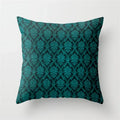 Axyaa Teal Blue Geometric Pillow Cases with Letter Leaves Plant Print, Deer Animal Design.