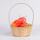 Axyaa Rattan Fruit Basket with Long Handle and Bamboo Flower Basket