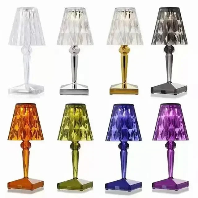 Axya USB Diamond LED Table Lamp: Three-color Dimming Touch Night Light