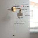 Axyaa Glass LED Wall Light Sconce Pull Chain Bedroom Lamp Applique Murale