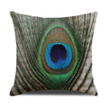 Axyaa Peacock Print Linen Cotton Pillow Cover for Home Decor & Sofa Accent